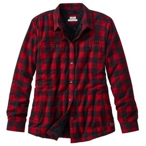LL Bean Women's Scotch Plaid Shirt, Sherpa-Lined Size Large